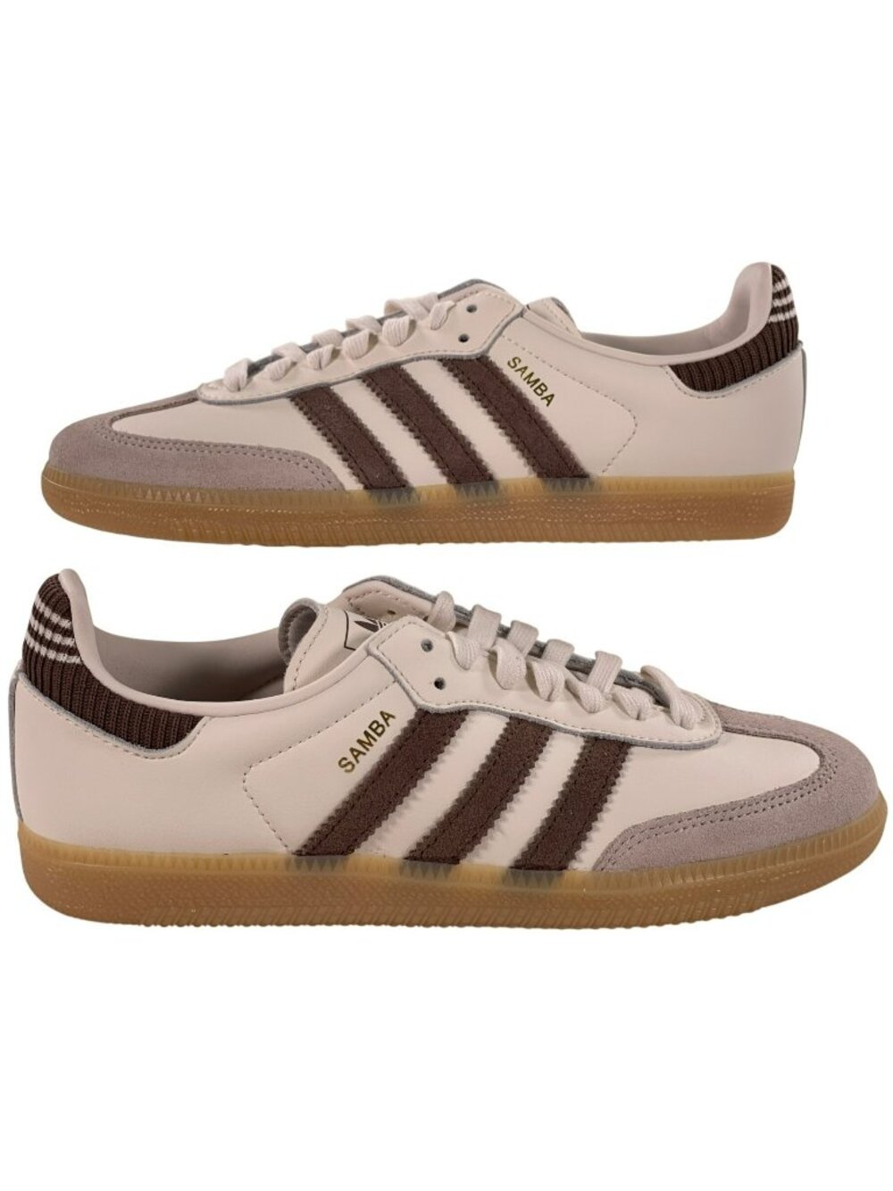 Adidas Samba OG J Shoes White & Brown Athletic Suede Gum Sole Kids Size 5.5 NEW